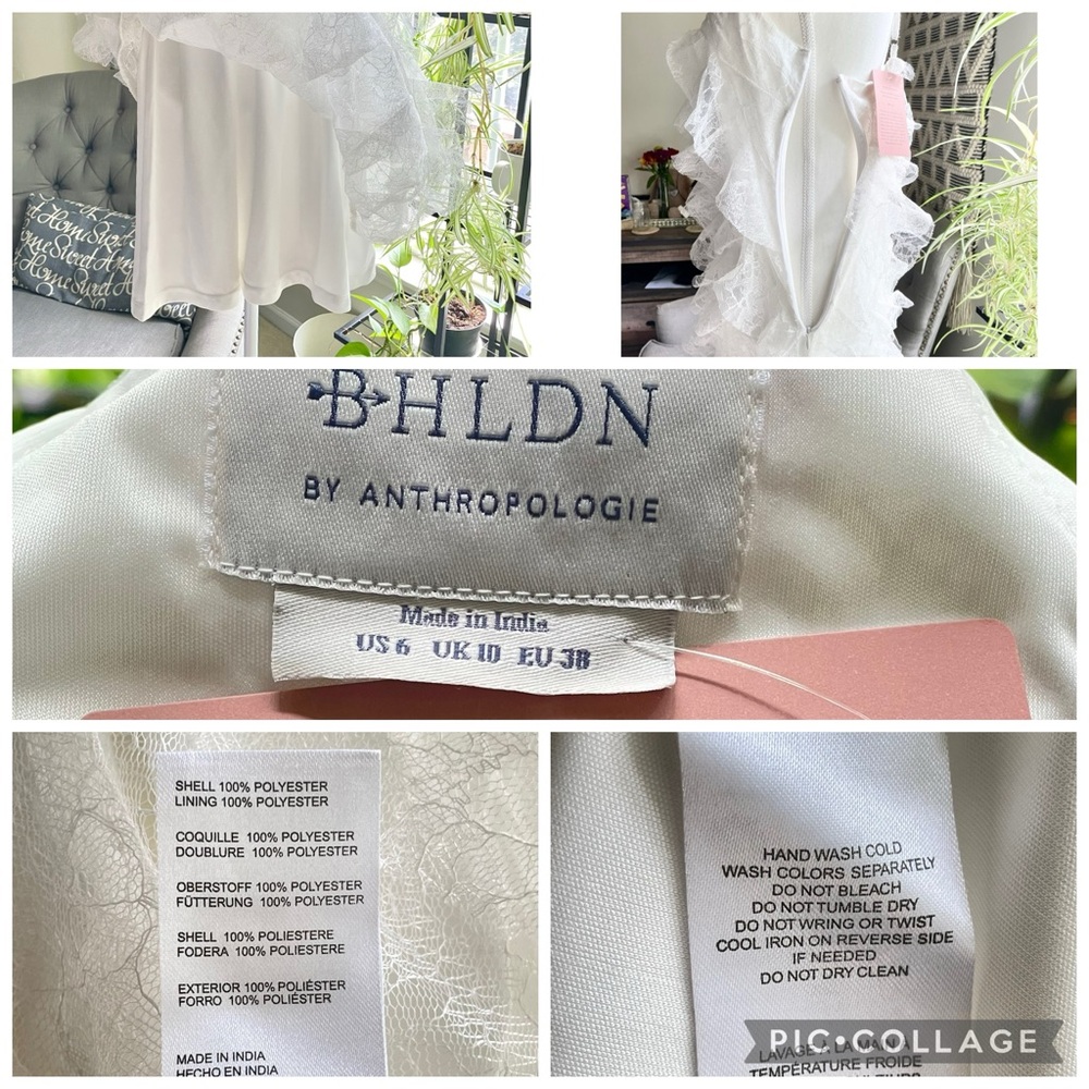 BHLDN Jia Bias-Cut Lace Ruffled V-Neck Gown White Bridal Slip Dress NWT 6 - Picture 16 of 16